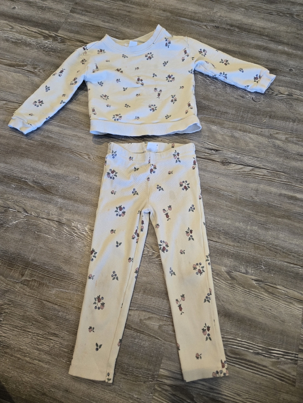 4T Girls Cream Floral Kids Set